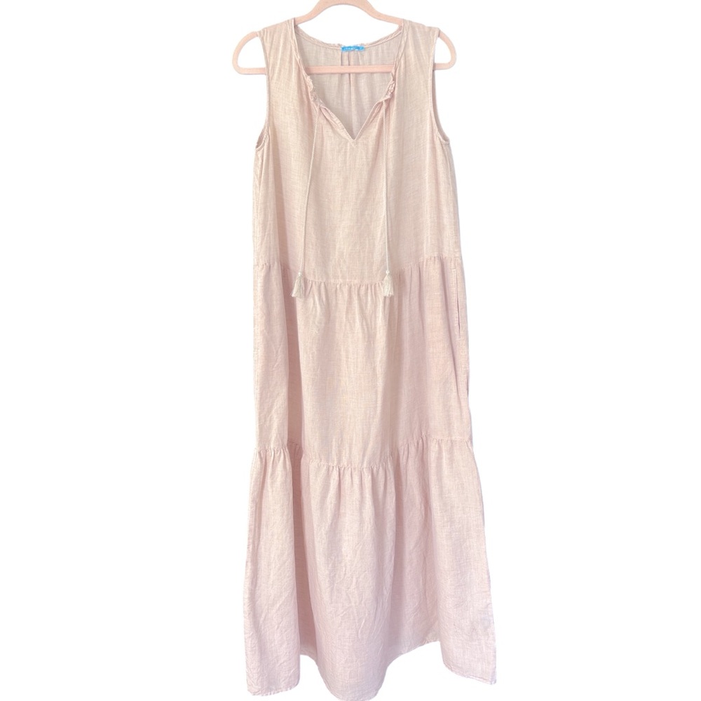J. McLAUGHLIN Christa Beige Sleeveless Linen Maxi Dress Size M